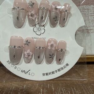 Elegant Pink Nail Set custom set. Press on size medium.
